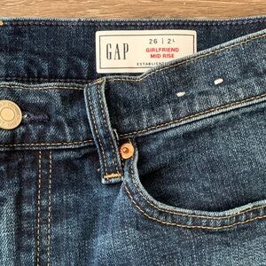 GAP Girlfriend Mid Rise Jeans - Dark Blue